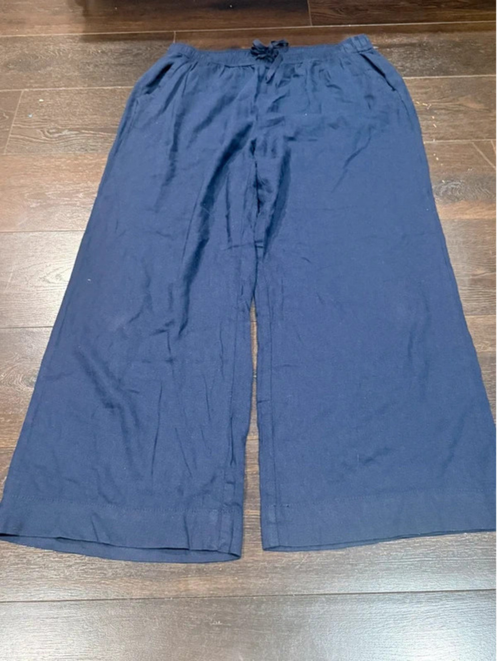 Briggs Women’s Navy Blue Linen Blend Wide Leg Pants Size XL H23